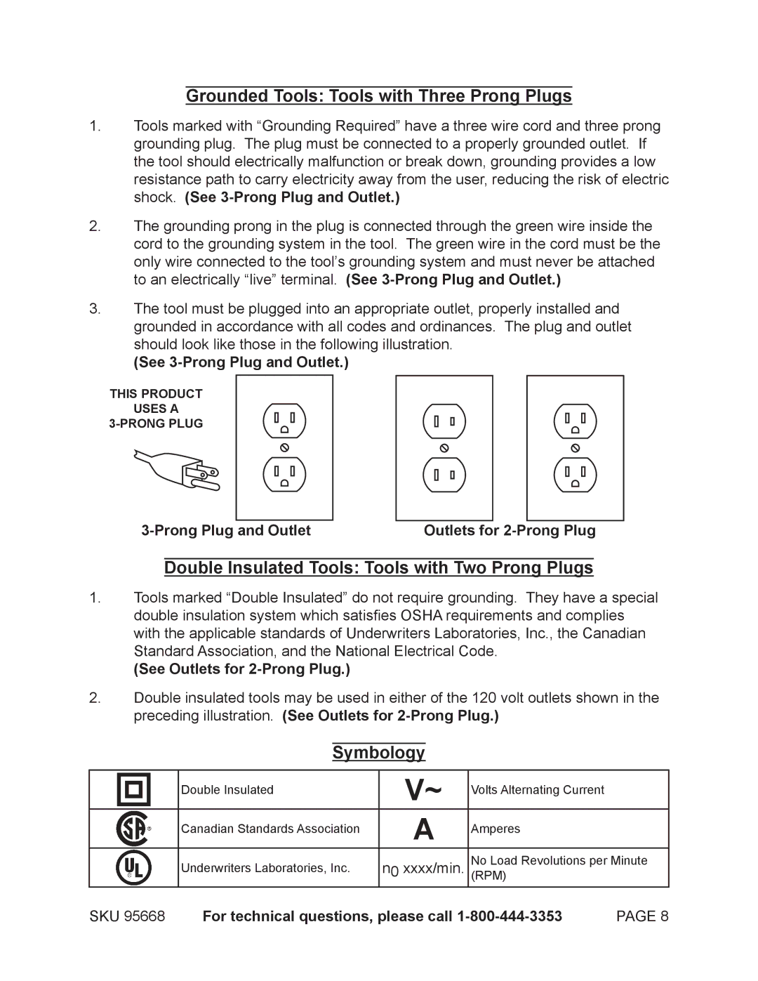 Harbor Freight Tools 95668 See 3-Prong Plug and Outlet, Prong Plug and Outlet Outlets for 2-Prong Plug 