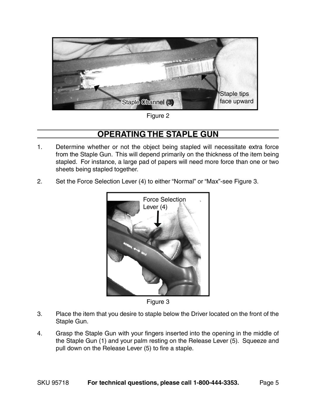 Harbor Freight Tools 95718 manual Operating the Staple gun 