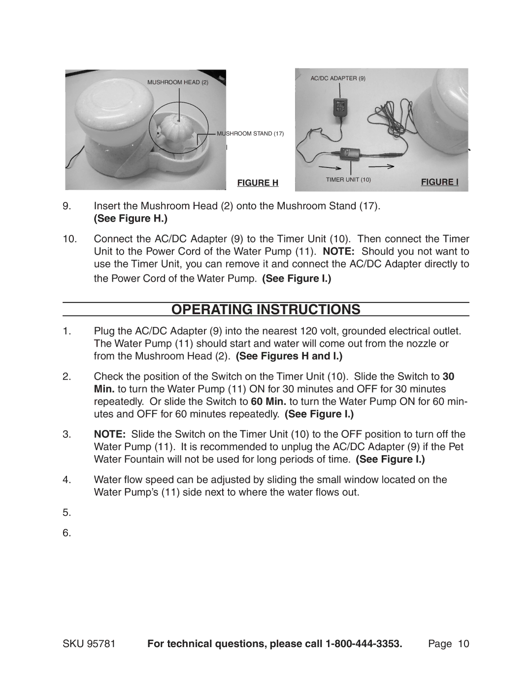 Harbor Freight Tools 95781 manual Operating Instructions, See Figure H 