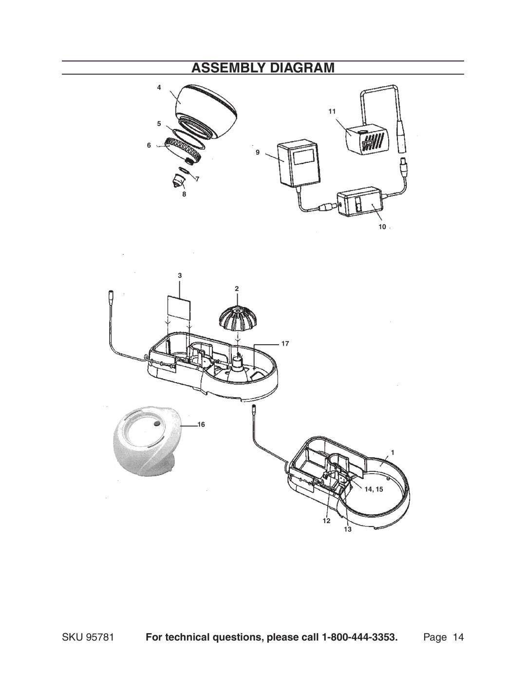 Harbor Freight Tools 95781 manual Assembly Diagram 