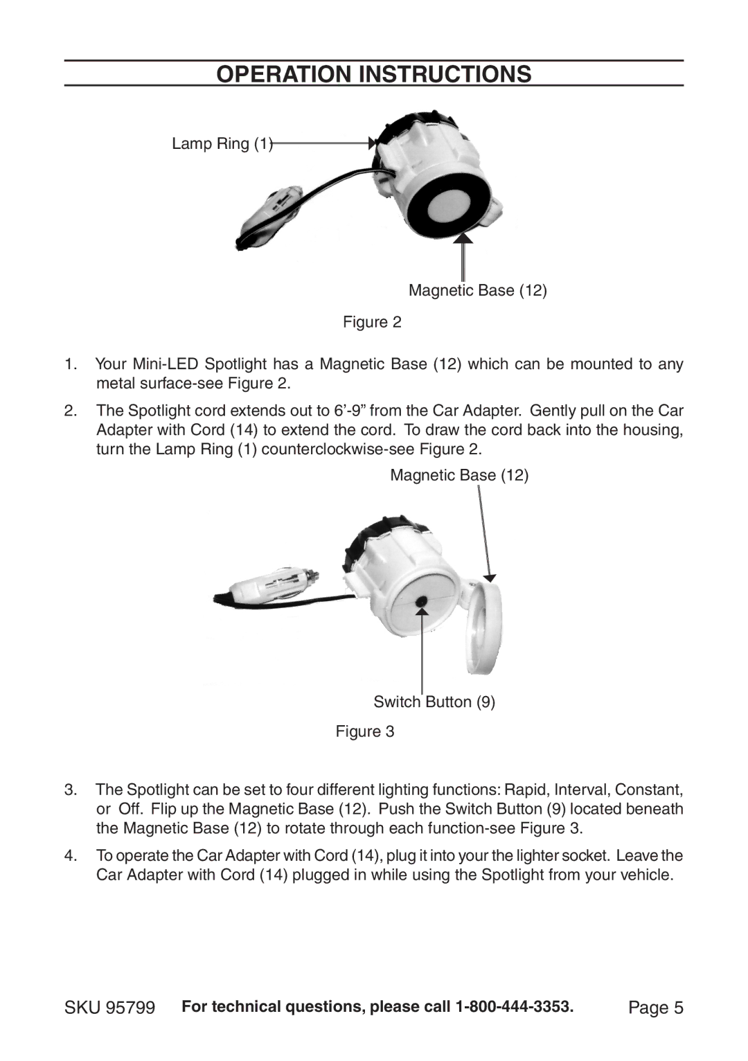 Harbor Freight Tools 95799 manual Operation Instructions 