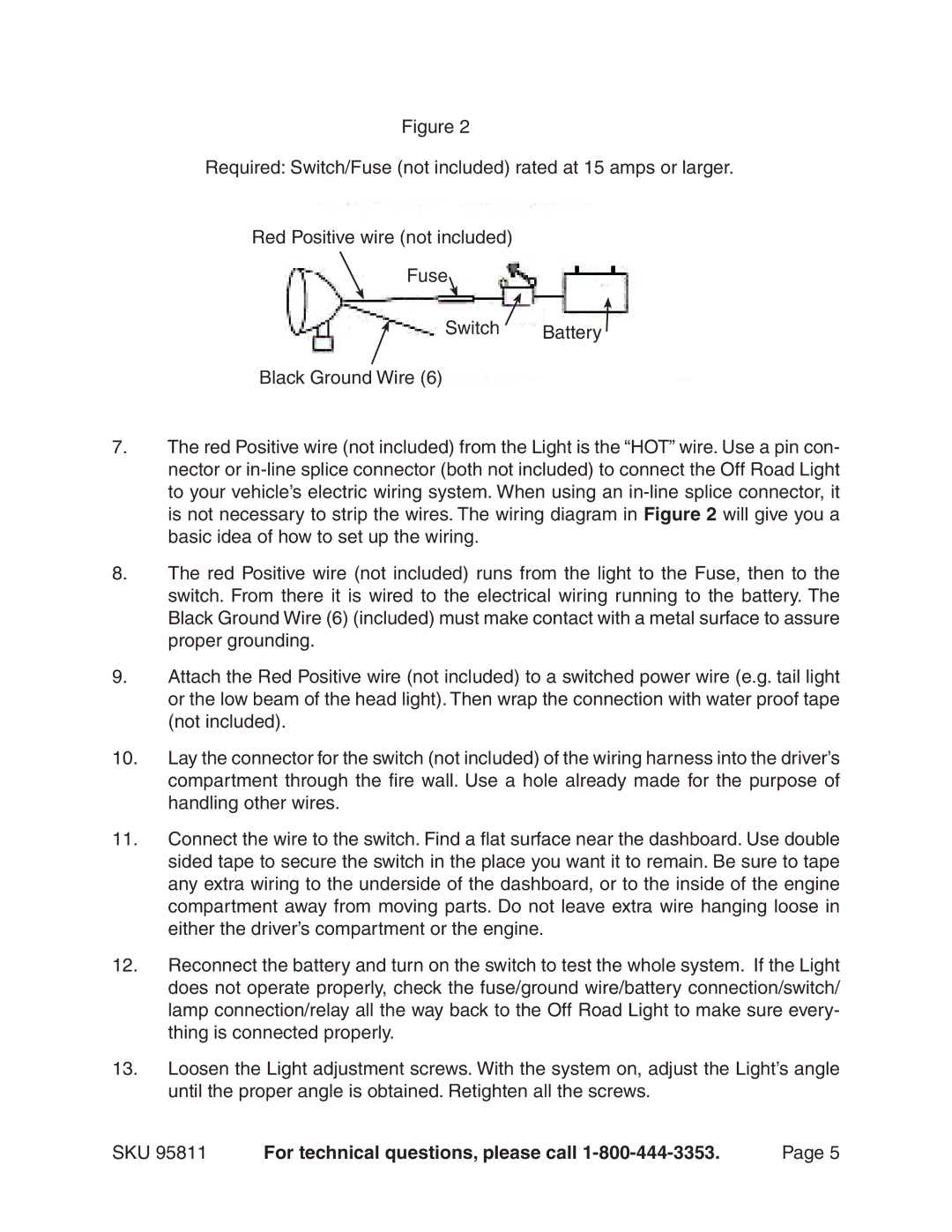 Harbor Freight Tools 95811 manual SKU For technical questions, please call 