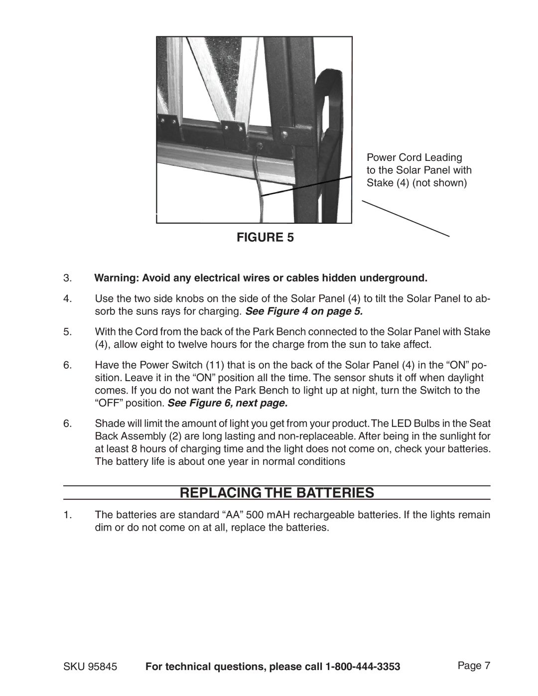 Harbor Freight Tools 95845 manual Replacing the batteries 