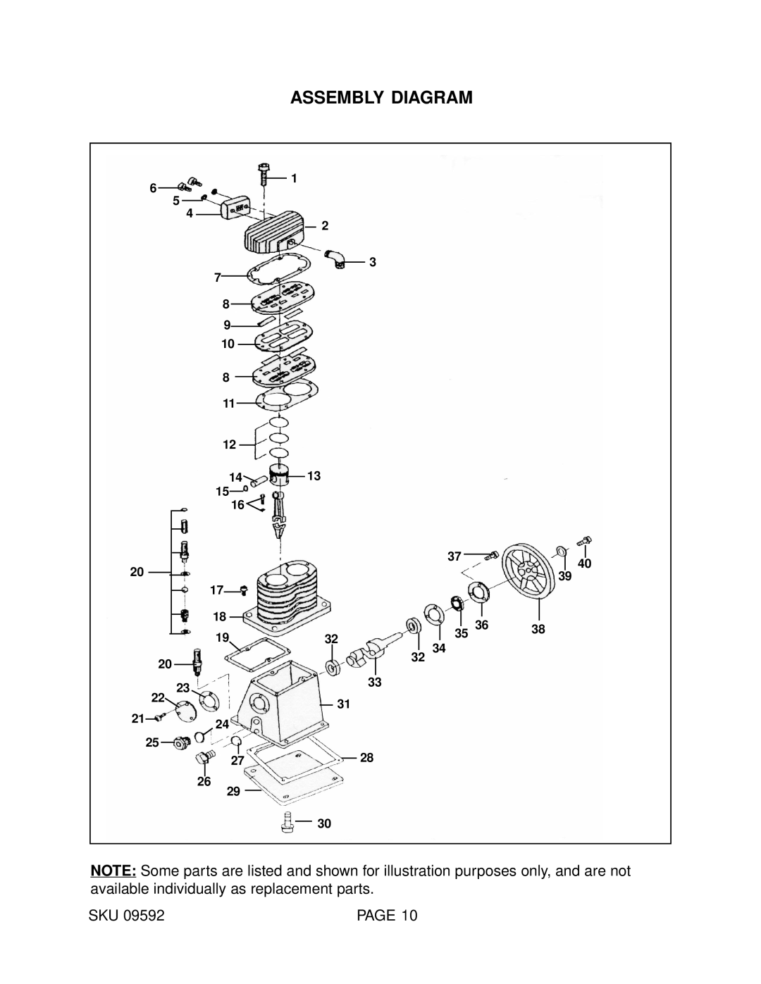 Harbor Freight Tools 9592 operating instructions Assembly Diagram 