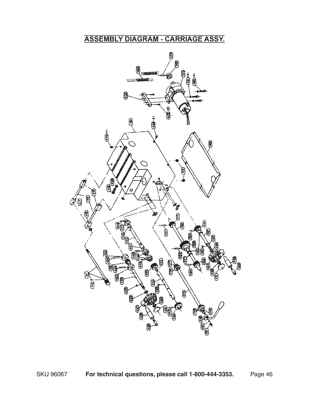 Harbor Freight Tools 96067 operating instructions Assembly Diagram Carriage Assy 