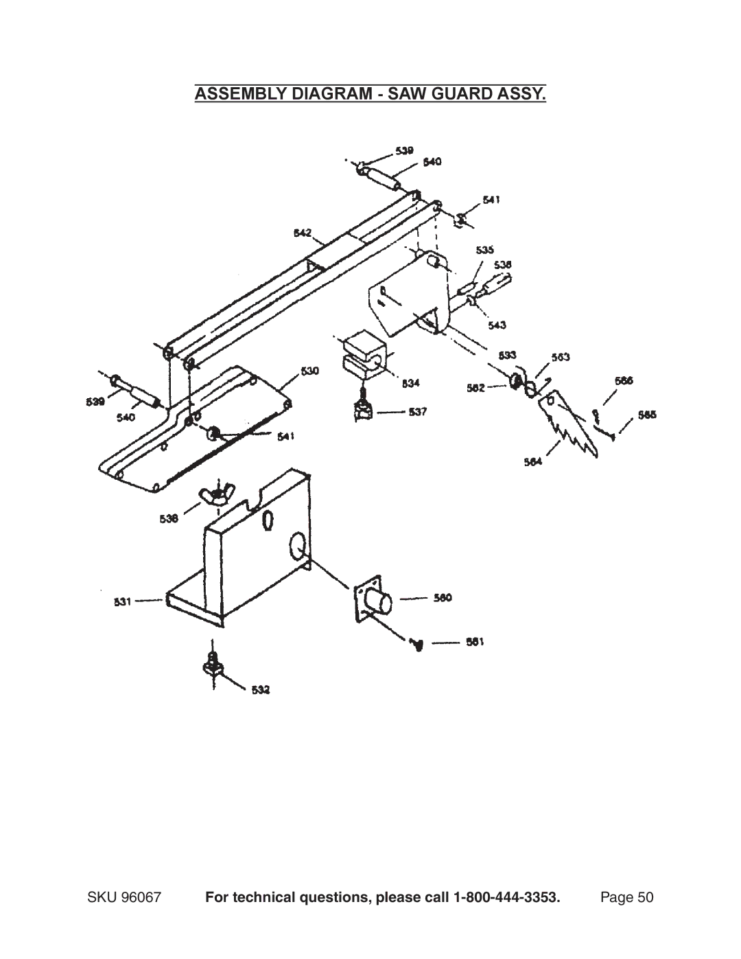 Harbor Freight Tools 96067 operating instructions Assembly Diagram SAW Guard Assy 