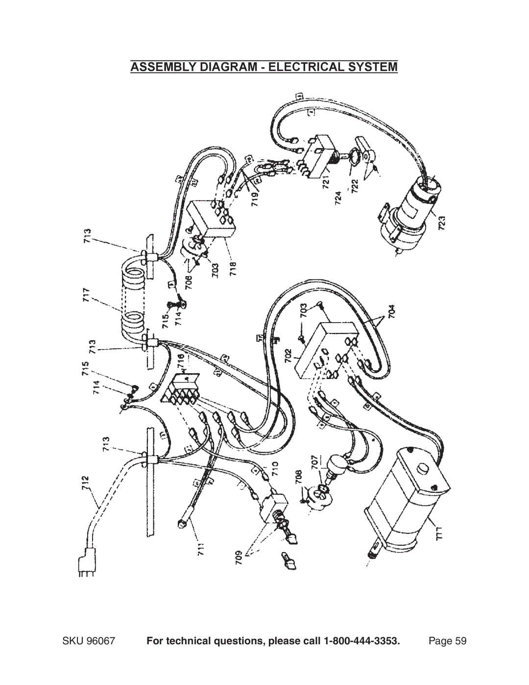 Harbor Freight Tools 96067 operating instructions Assembly Diagram Electrical System 