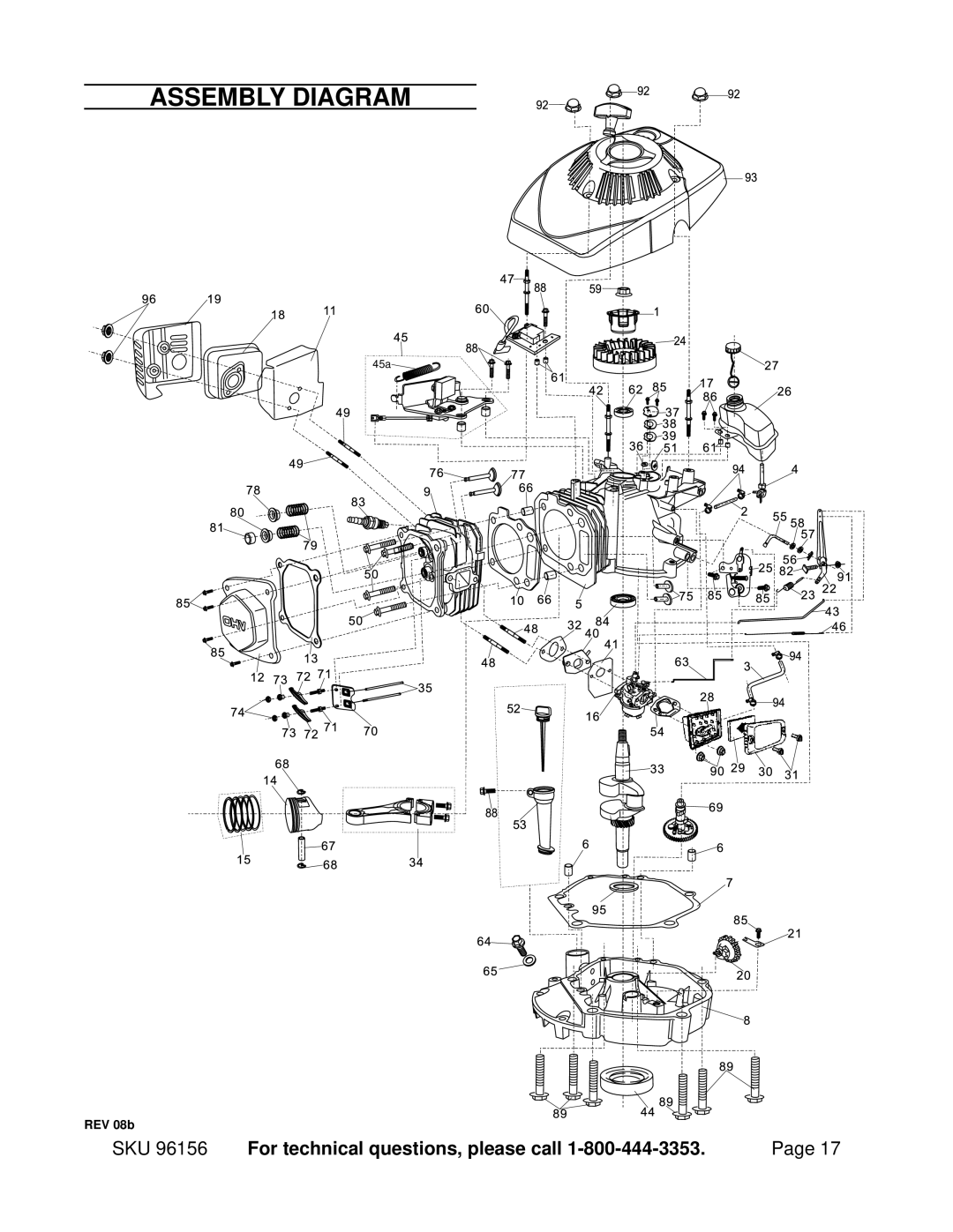 Harbor Freight Tools 96156 manual Assembly Diagram 