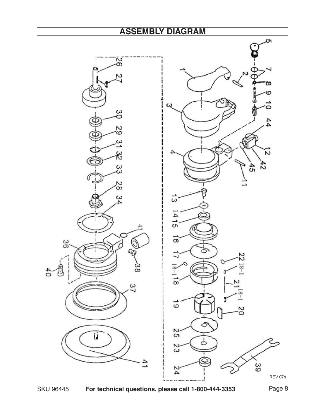 Harbor Freight Tools 96445 manual Assembly Diagram 