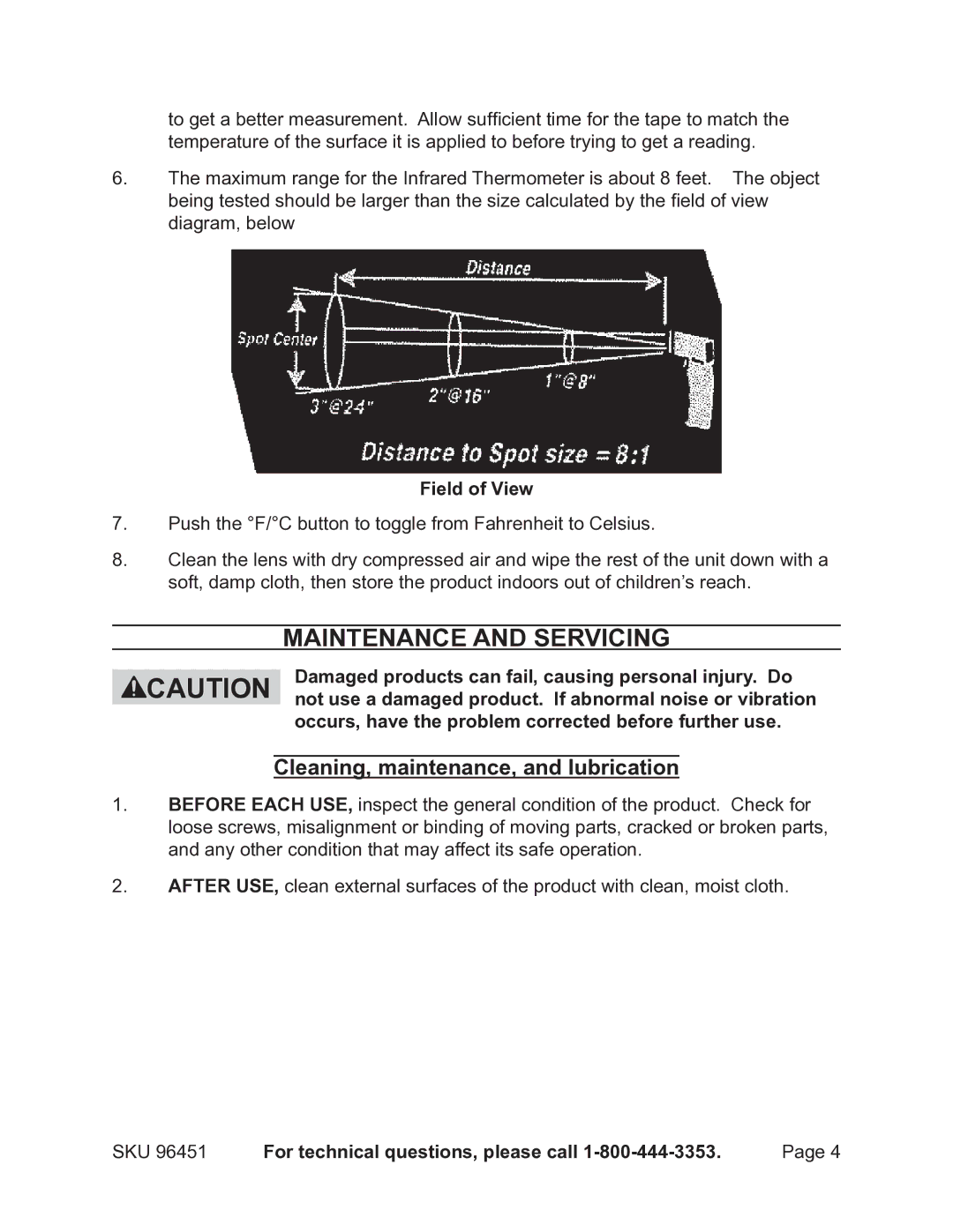 Harbor Freight Tools 96451 operating instructions Maintenance And Servicing, Cleaning, maintenance, and lubrication 