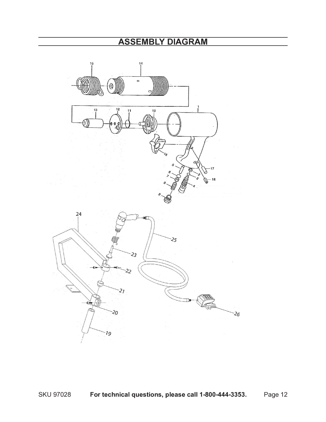 Harbor Freight Tools 97028 operating instructions Assembly Diagram 