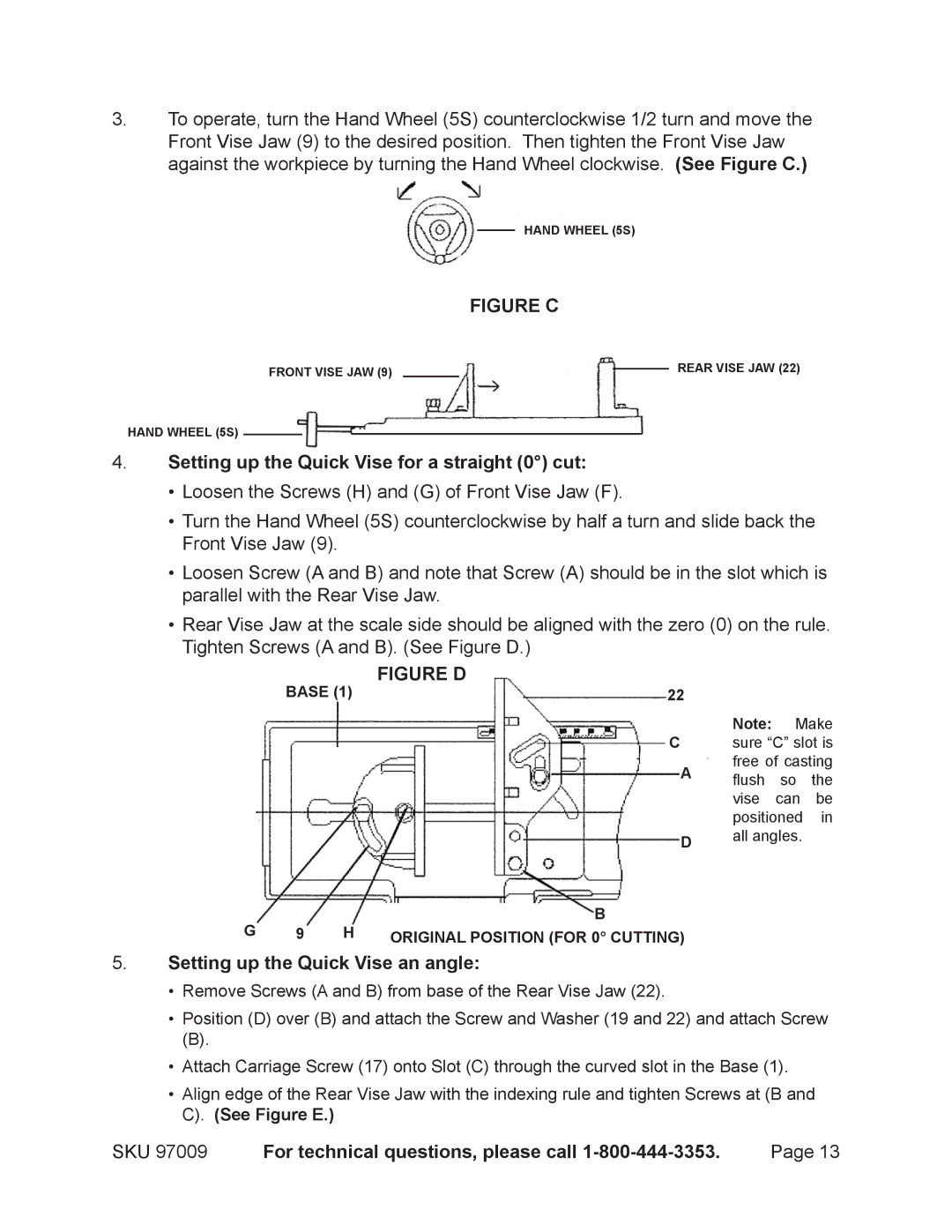 Harbor Freight Tools 97099 Setting up the Quick Vise for a straight 0 cut, . Setting up the Quick Vise an angle 