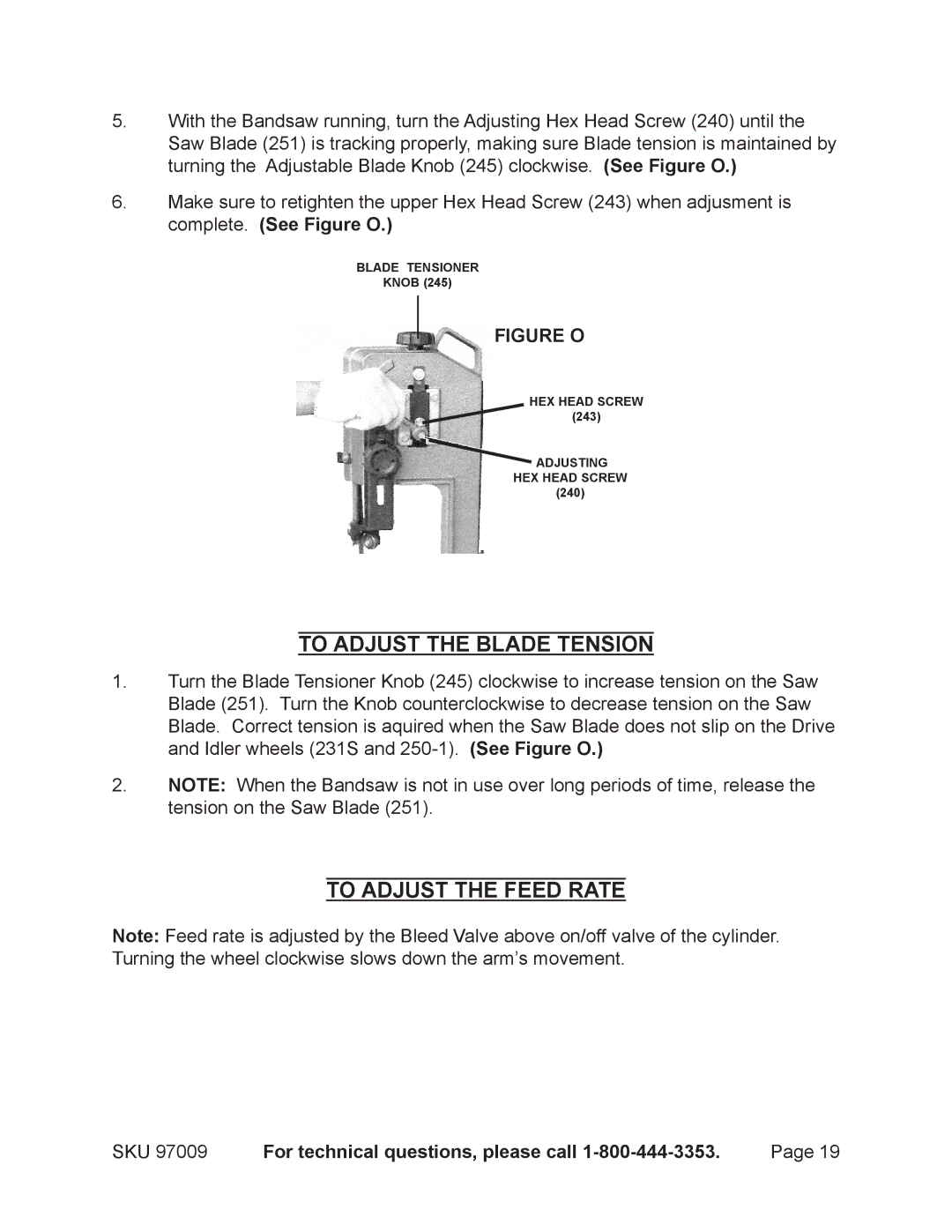 Harbor Freight Tools 97099 operating instructions To Adjust the Blade Tension, To Adjust the Feed Rate 