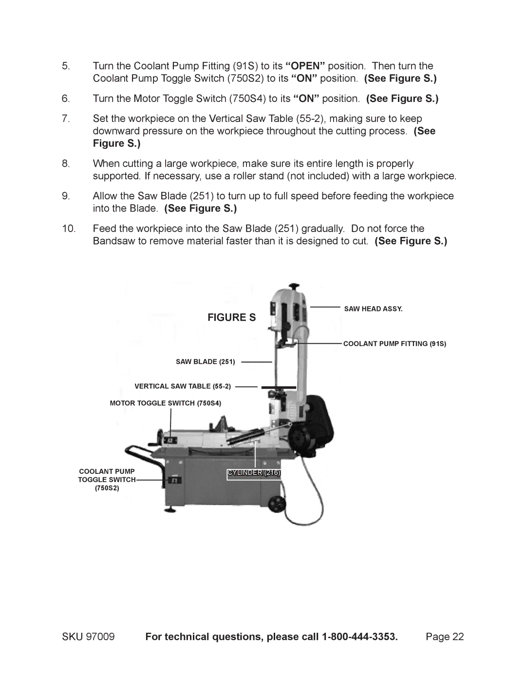 Harbor Freight Tools 97099 operating instructions Figure S 