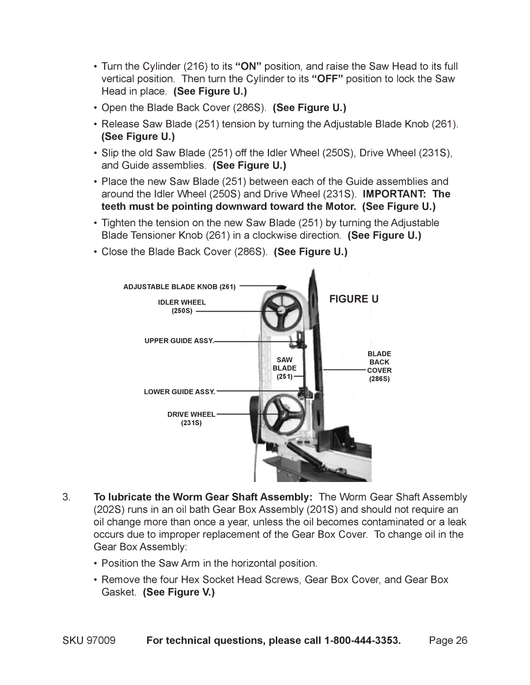 Harbor Freight Tools 97099 operating instructions See Figure U 