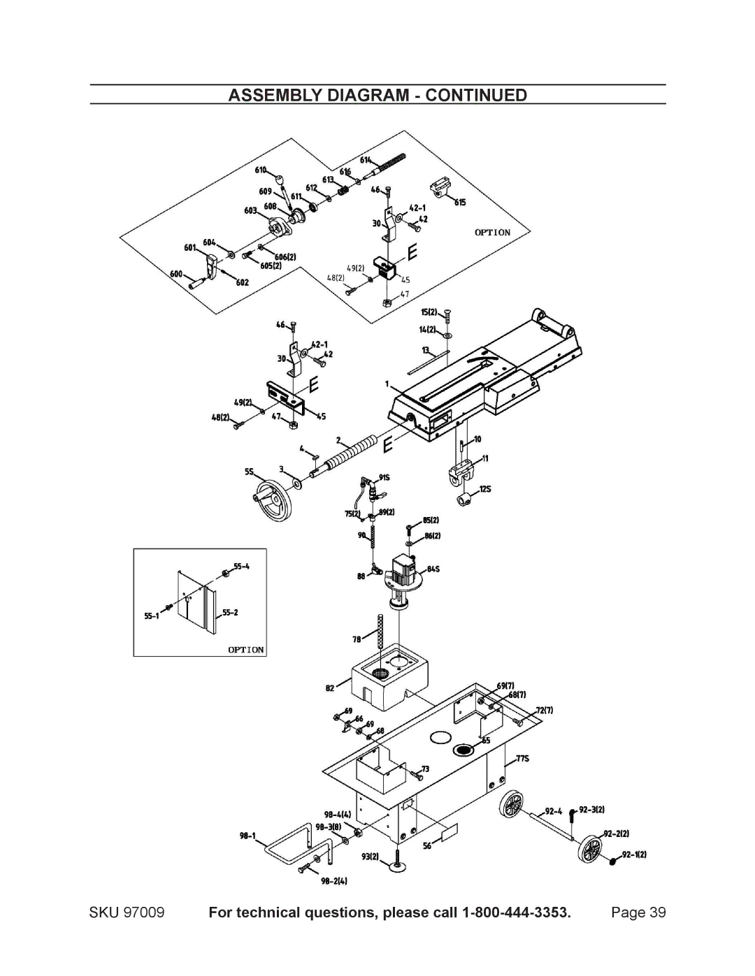 Harbor Freight Tools 97099 operating instructions Assembly Diagram 