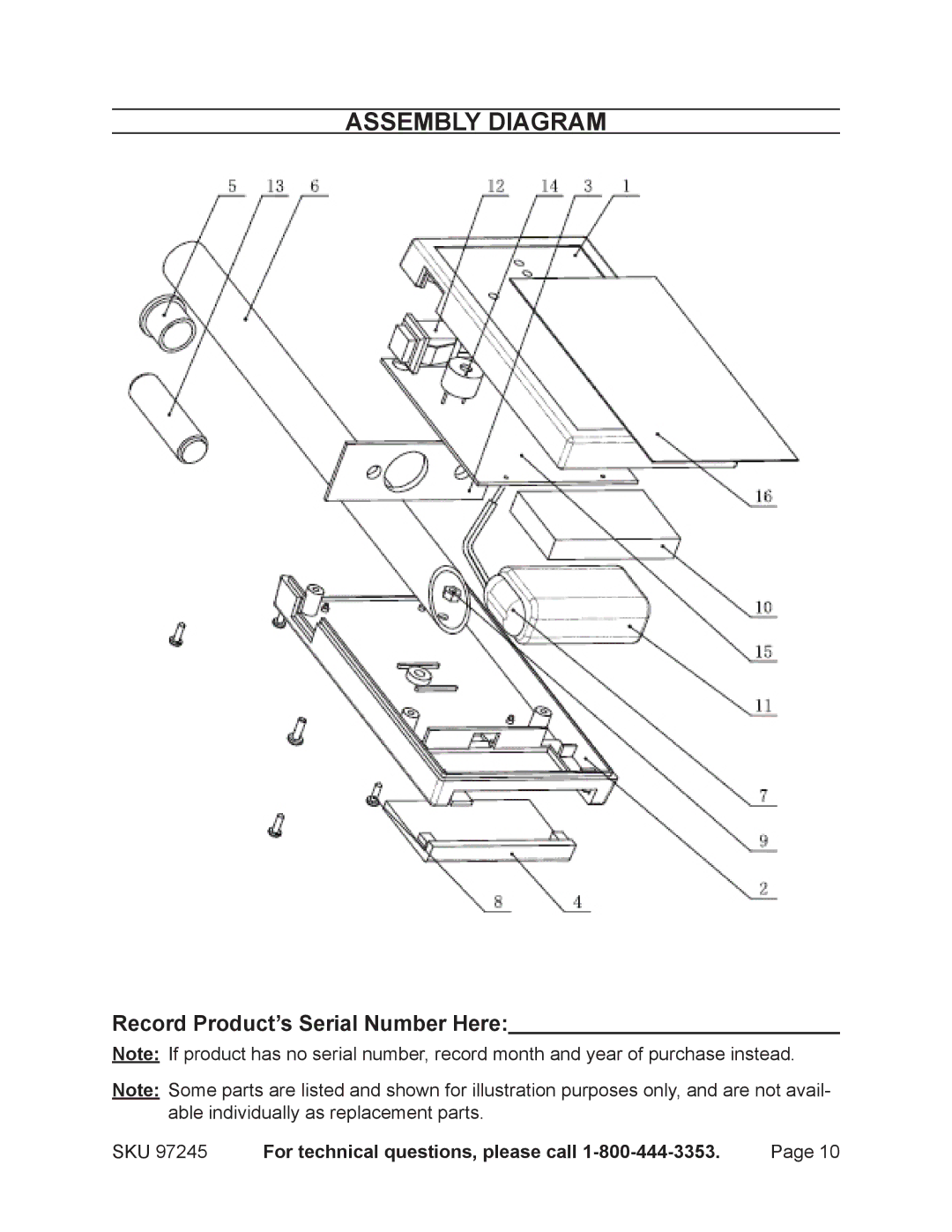 Harbor Freight Tools 97245 manual Record Product’s Serial Number Here 