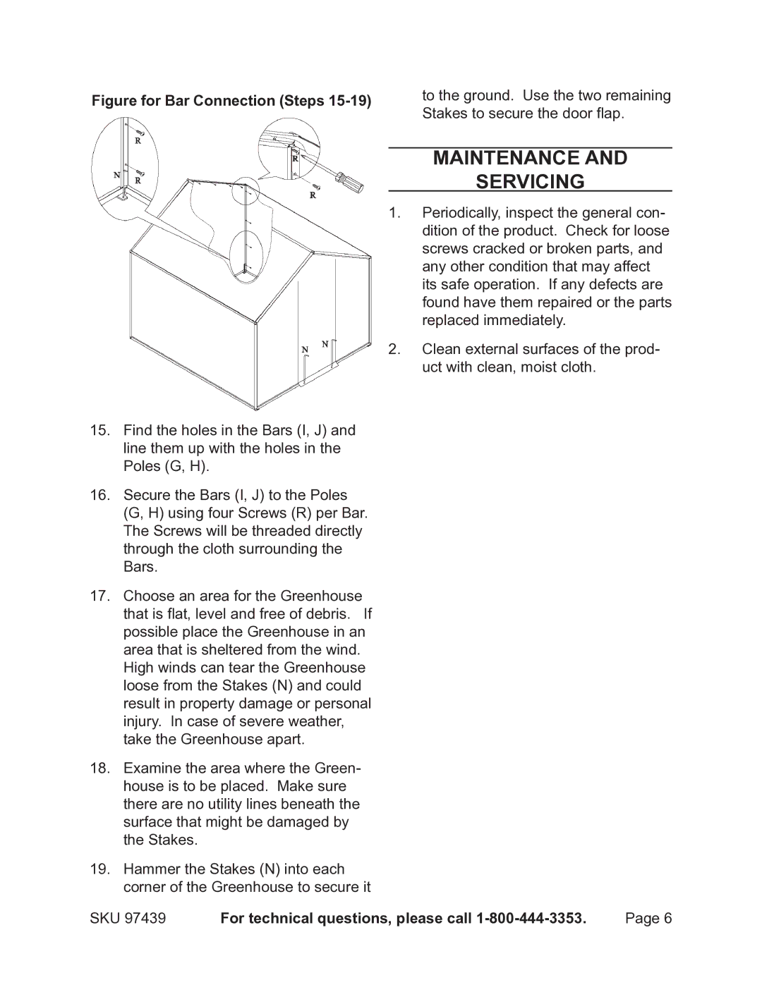 Harbor Freight Tools 97439 manual Maintenance Servicing, Figure for Bar Connection Steps 