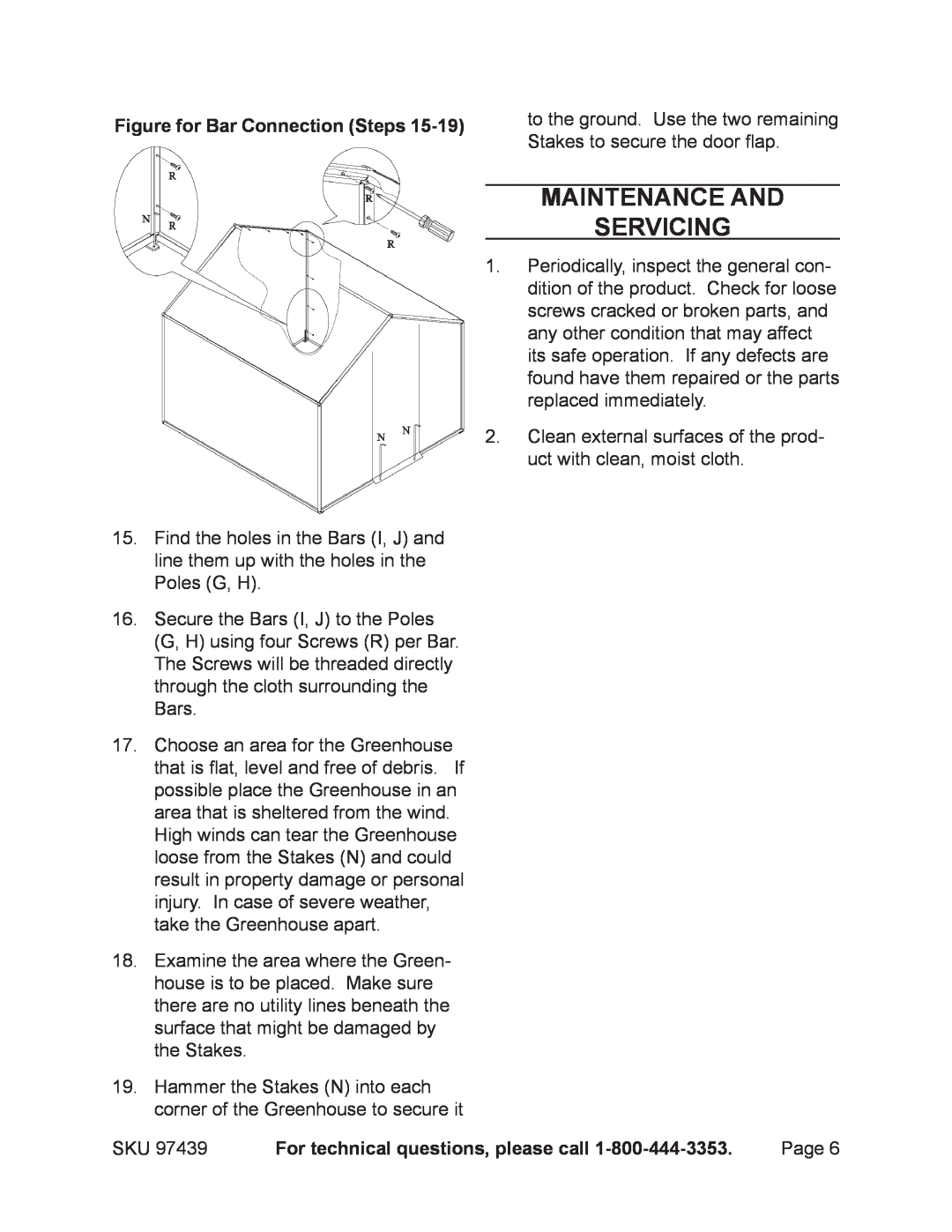 Harbor Freight Tools 97439 manual Maintenance And Servicing, Figure for Bar Connection Steps 