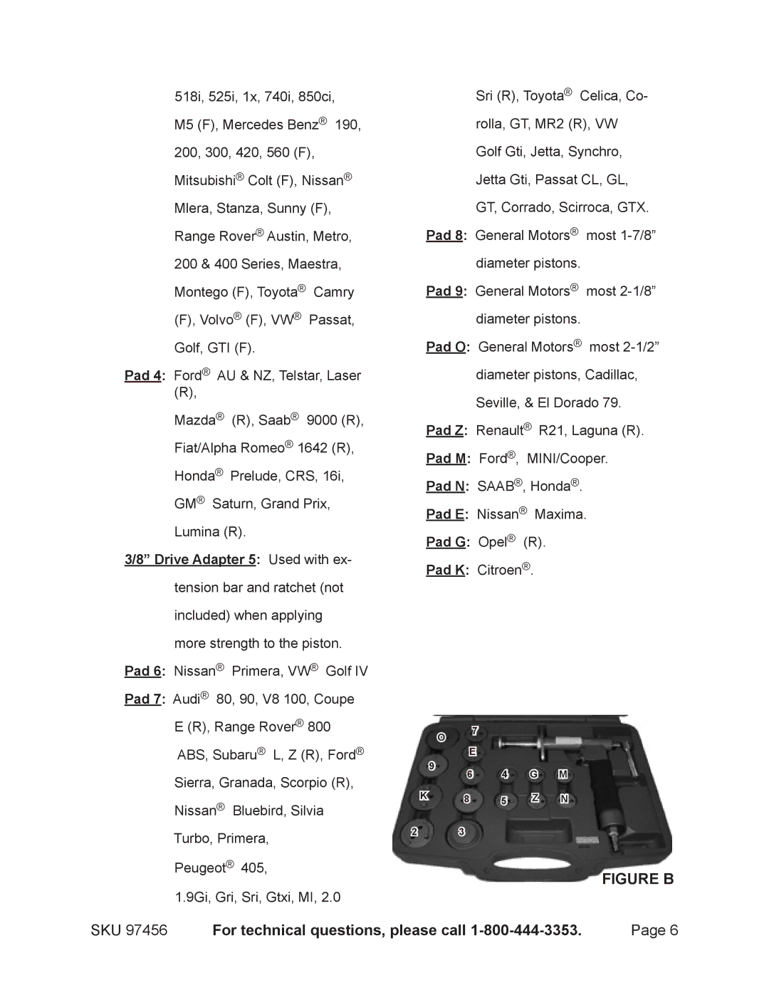 Harbor Freight Tools 97456 operating instructions Figure B 