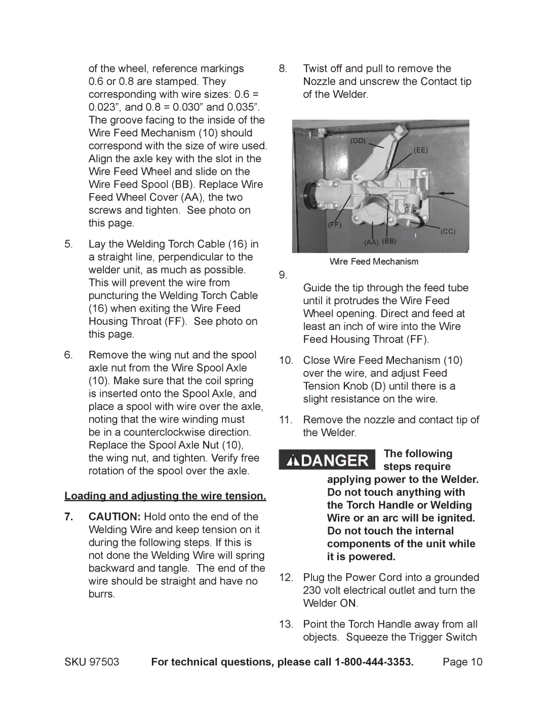 Harbor Freight Tools 97503 operating instructions Loading and adjusting the wire tension, Following, Steps require 