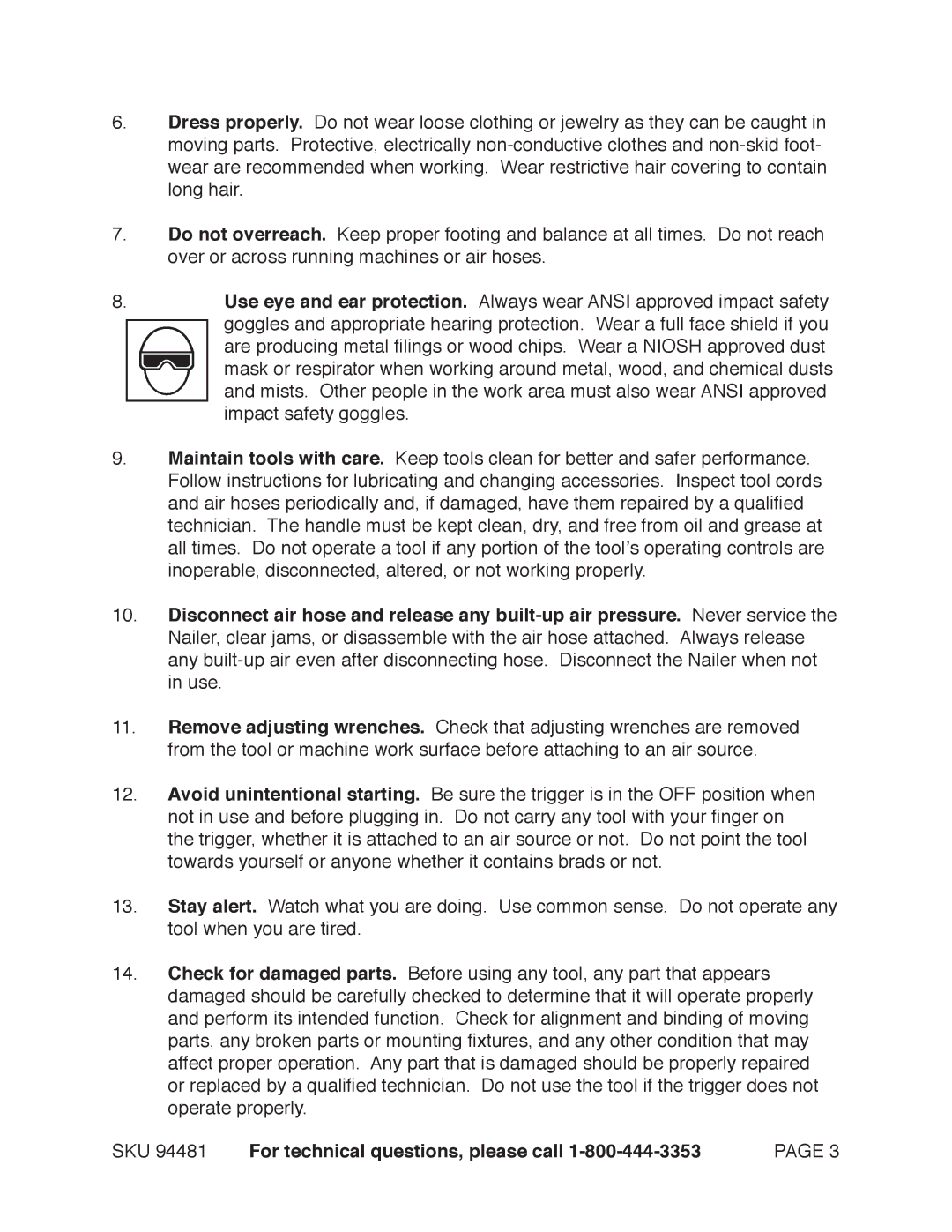 Harbor Freight Tools 97520 operating instructions SKU For technical questions, please call 