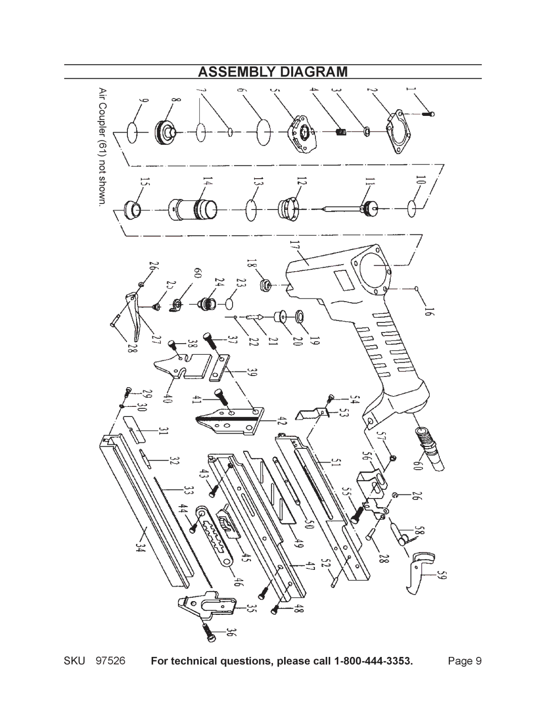 Harbor Freight Tools 97526 operating instructions Assembly Diagram 