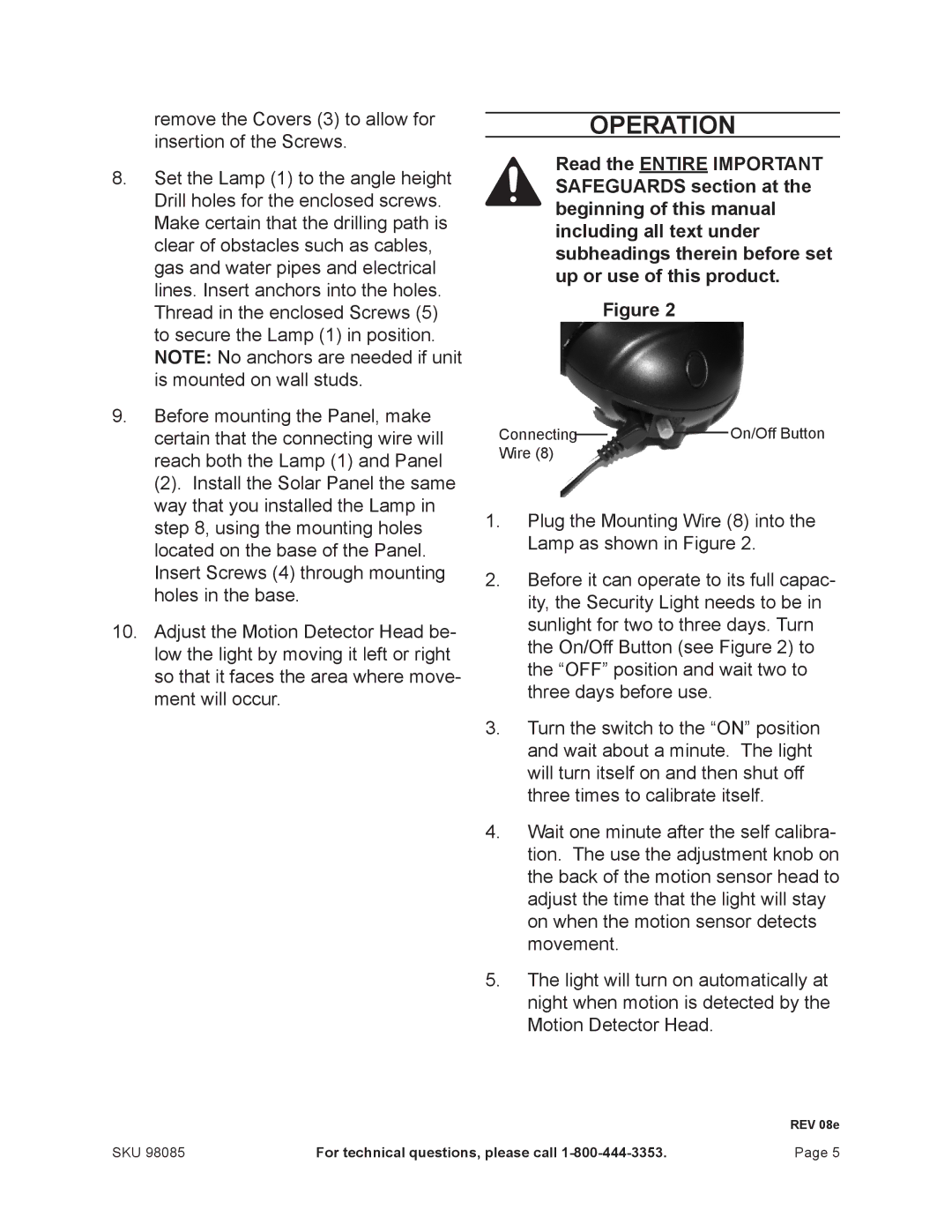 Harbor Freight Tools 98085 manual Operation 