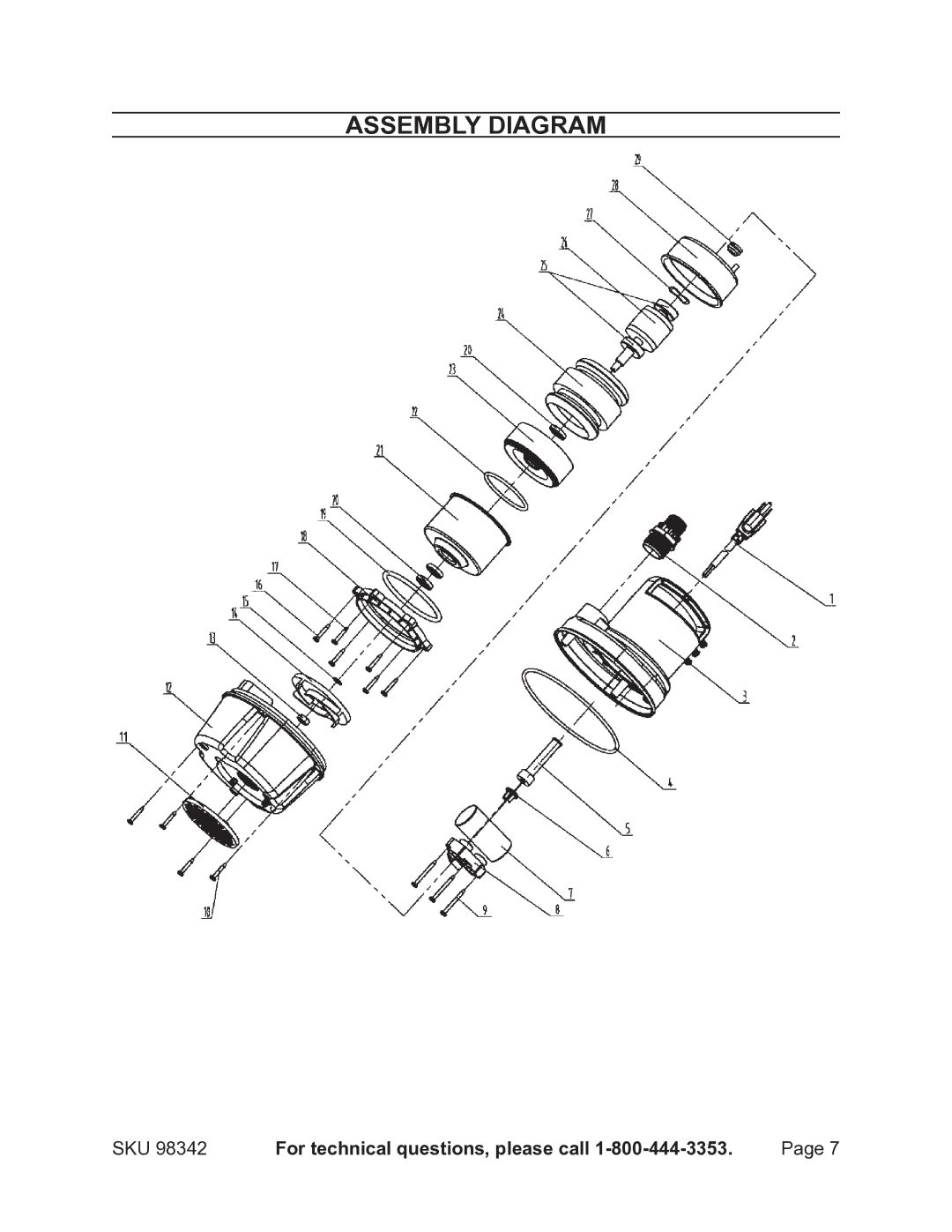 Harbor Freight Tools 98342 operating instructions Assembly Diagram 