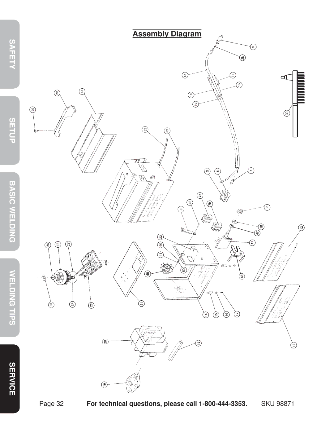 Harbor Freight Tools 98871 operating instructions Assembly Diagram 