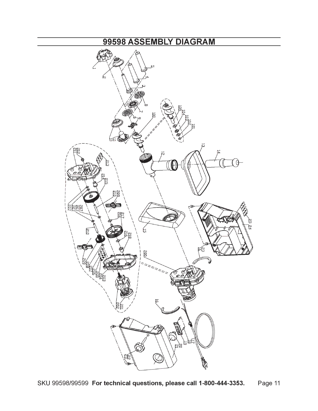 Harbor Freight Tools 99598, 99599 manual Assembly Diagram 