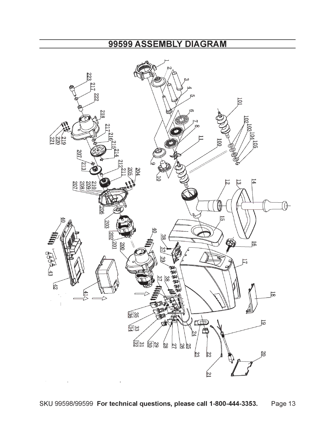 Harbor Freight Tools 99598, 99599 manual Assembly Diagram 