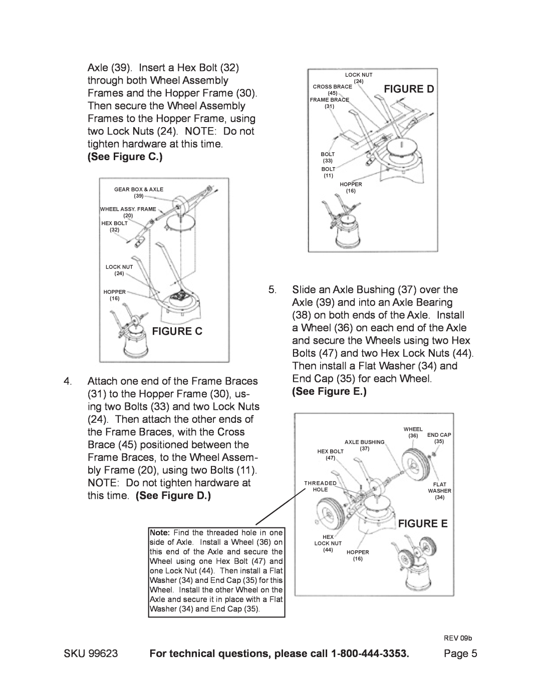 Harbor Freight Tools 99623 manual See Figure C, See Figure E, For technical questions, please call 