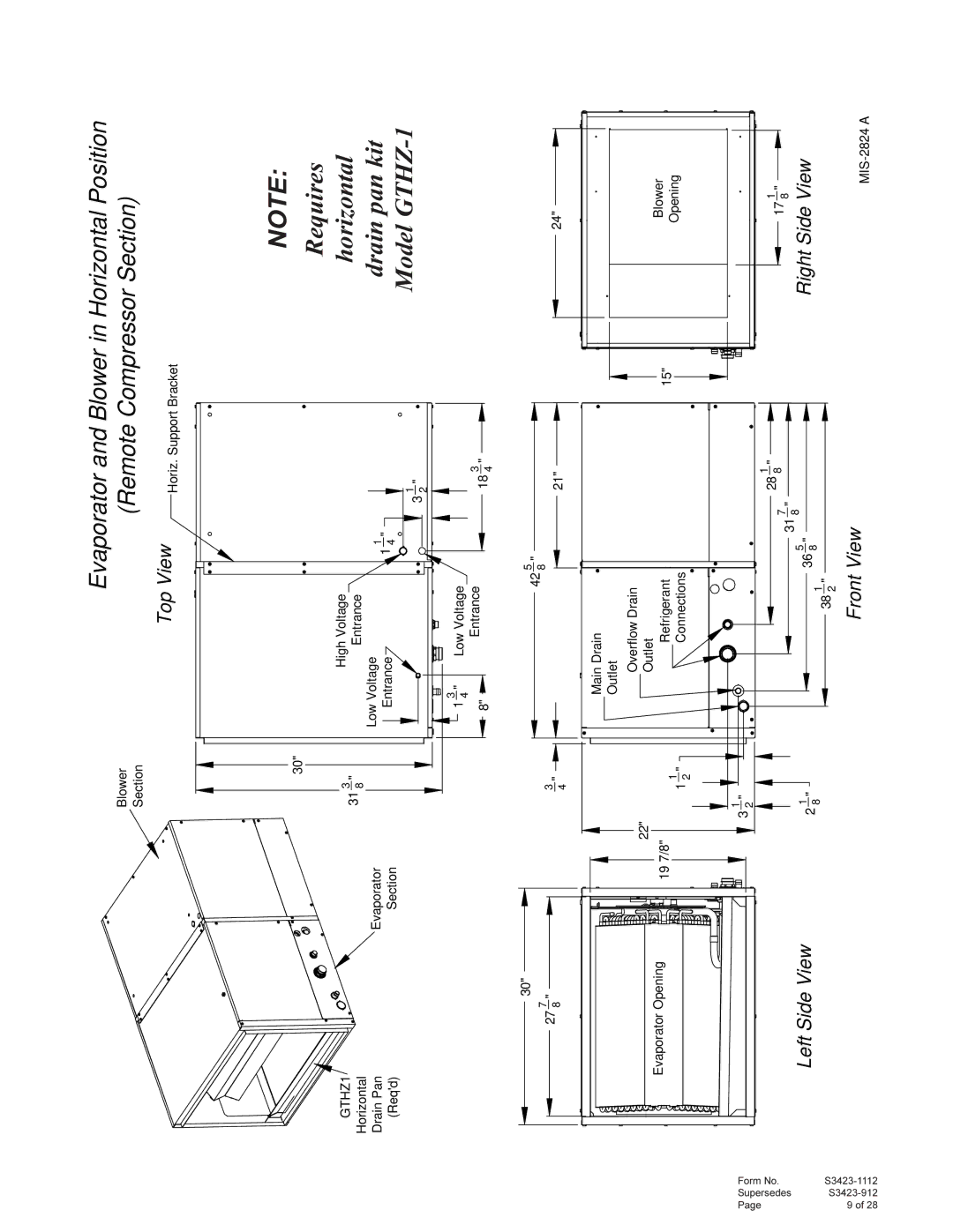 Harbor Freight Tools R-410A manual Evaporator and Blower in Horizontal Position 