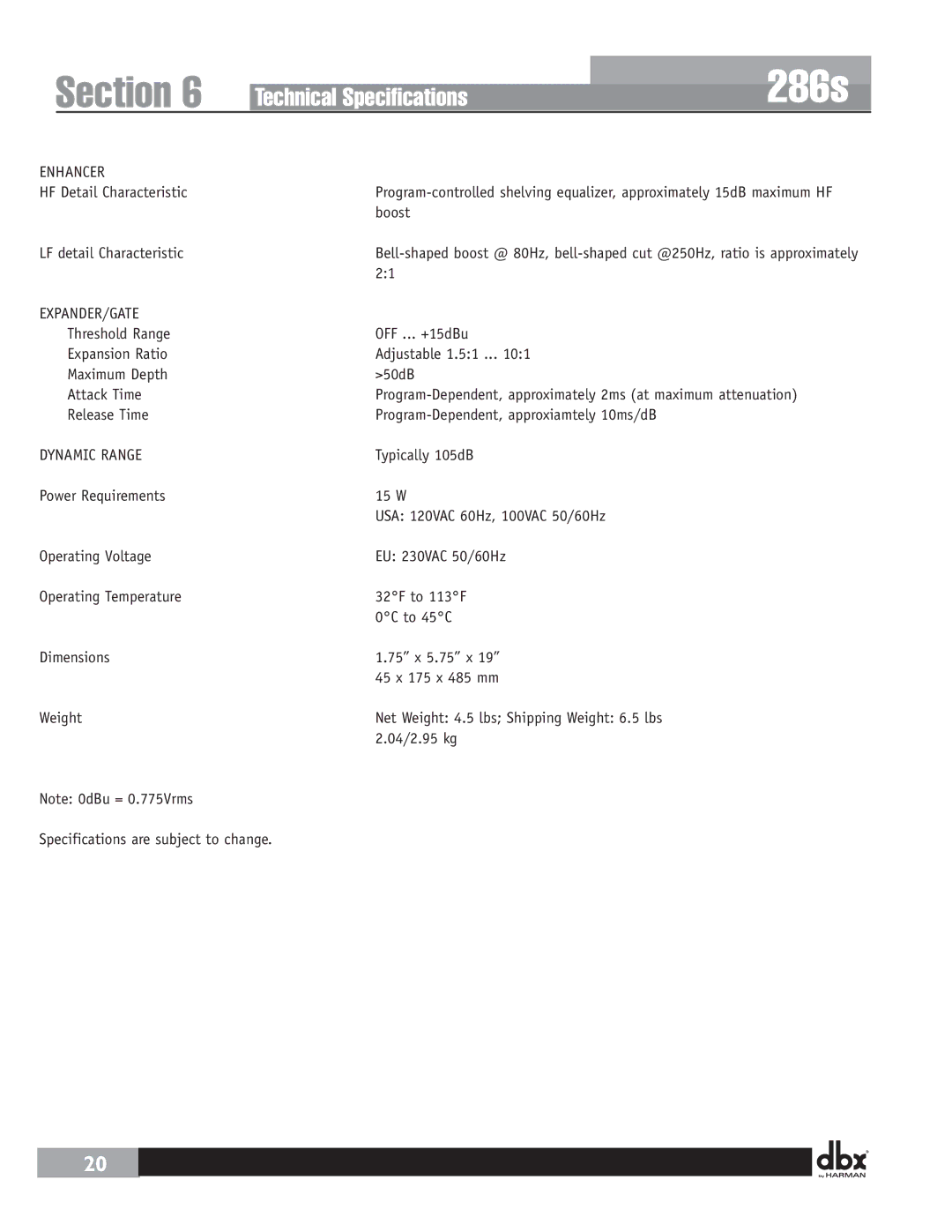 Harman 286 user manual Enhancer 