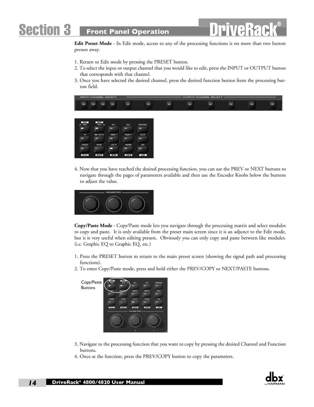 Harman 4800, 4820 user manual Return to Edit mode by pressing the Preset button 