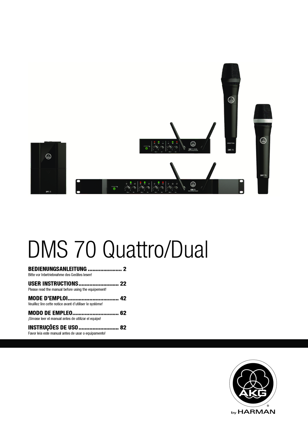 Harman DMS70 manual DMS 70 QUATTRO/DUAL 