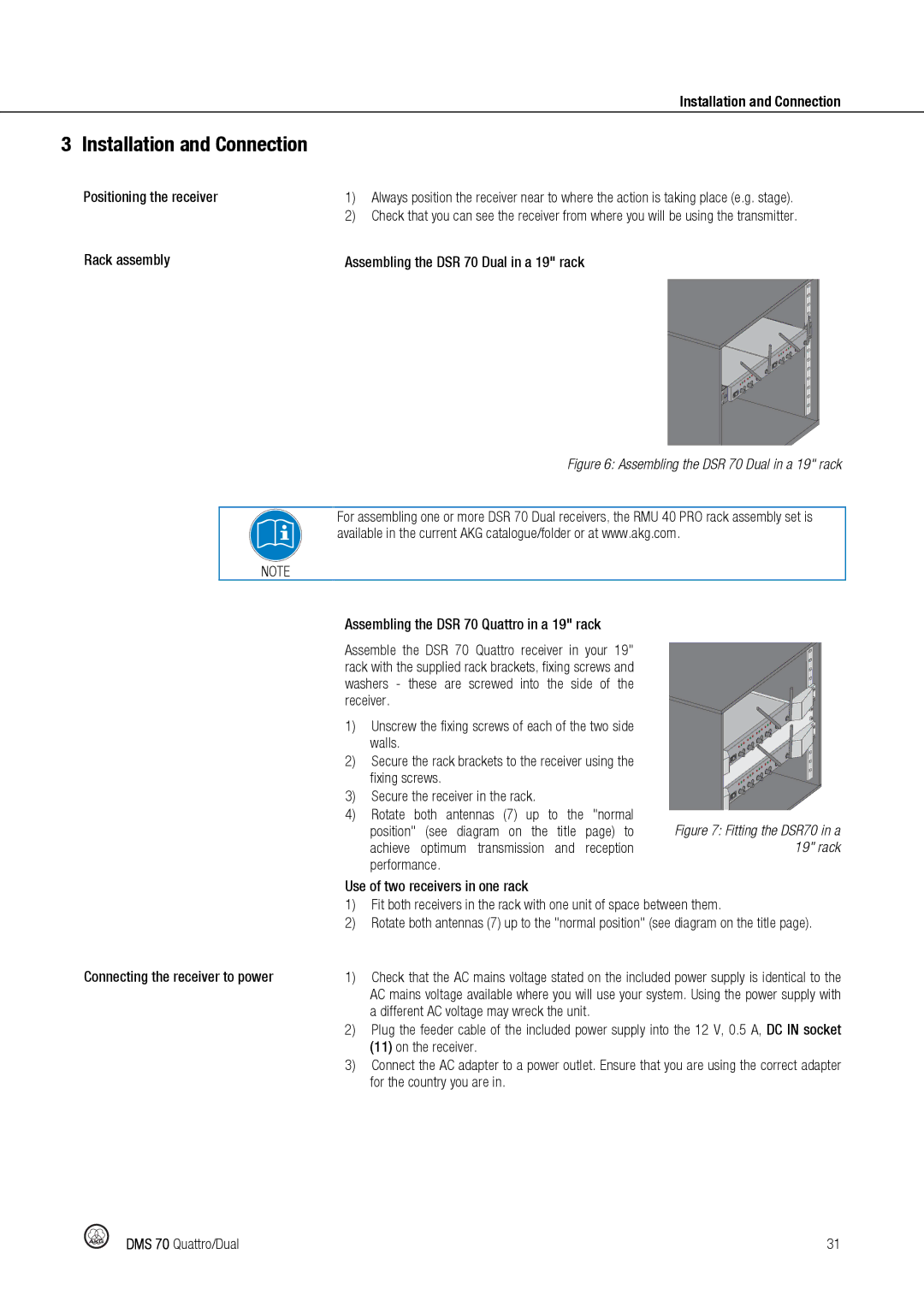 Harman DMS70 manual Different AC voltage may wreck the unit, On the receiver, For the country you are 