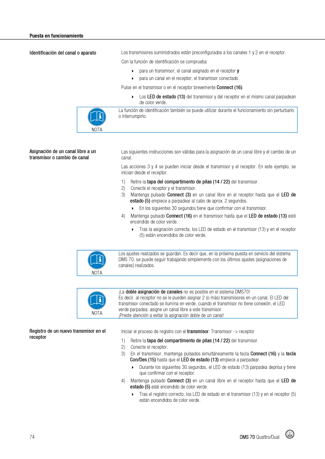 Harman DMS70 manual Identificación del canal o aparato, Con la función de identificación se comprueba, De color verde 