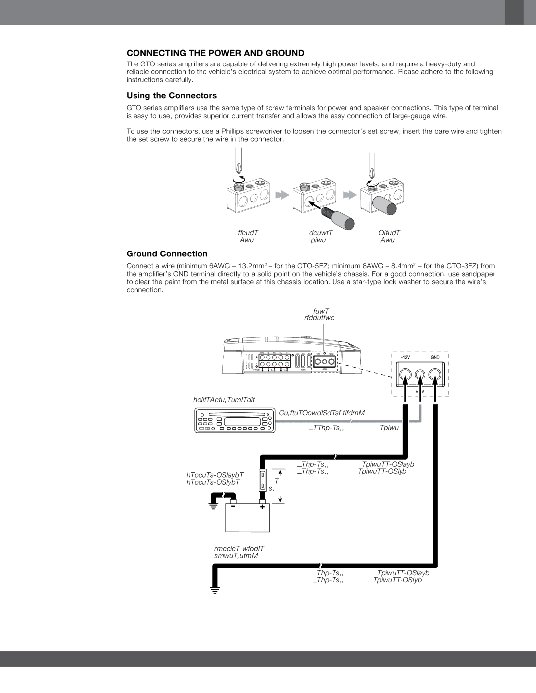 Harman GTO-3EZ, GTO-5EZ owner manual Connecting the Power and Ground, Using the Connectors, Ground Connection 