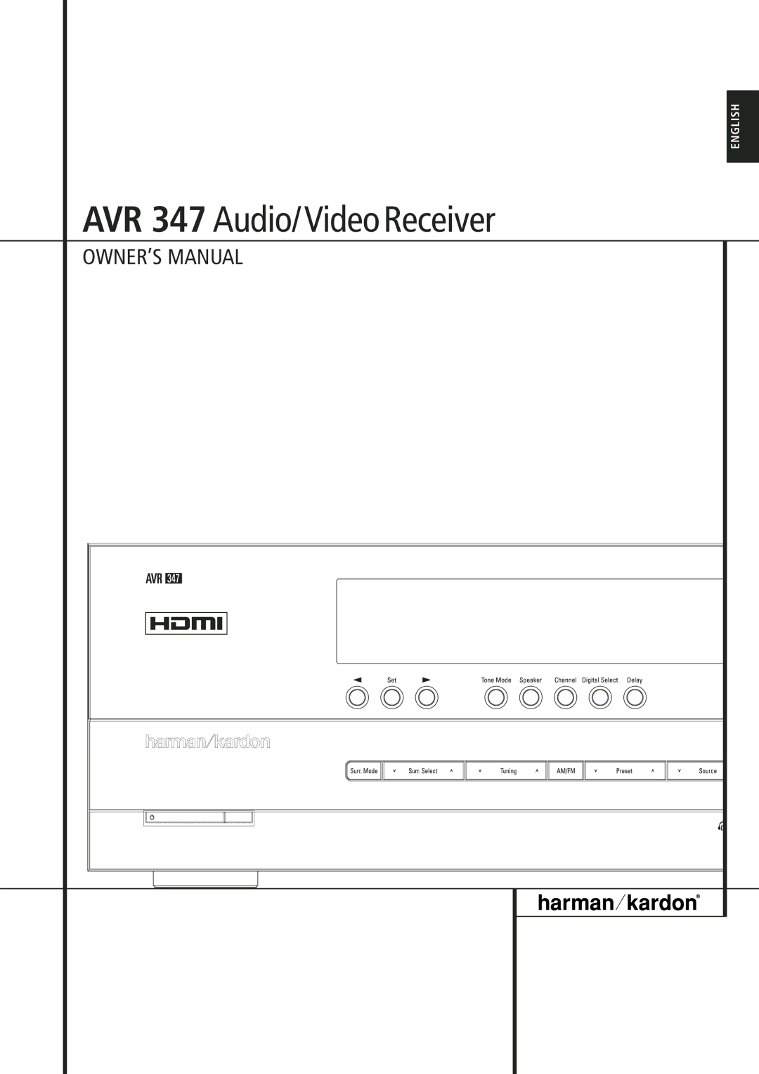 Harman-Kardon owner manual AVR 347 Audio/ Video Receiver 