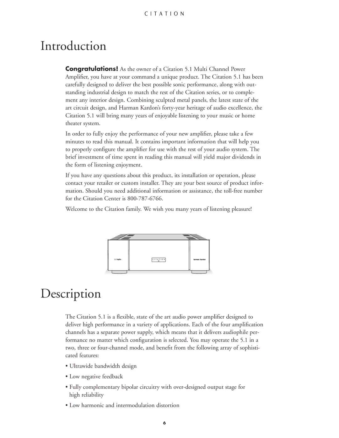 Harman-Kardon 5.1 manual Introduction, Description 