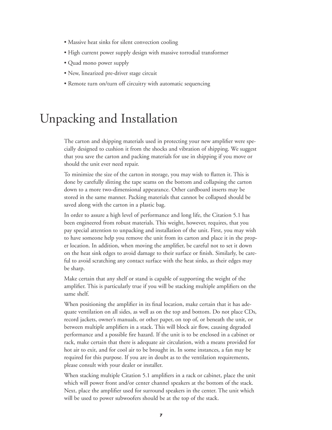 Harman-Kardon 5.1 manual Unpacking and Installation 