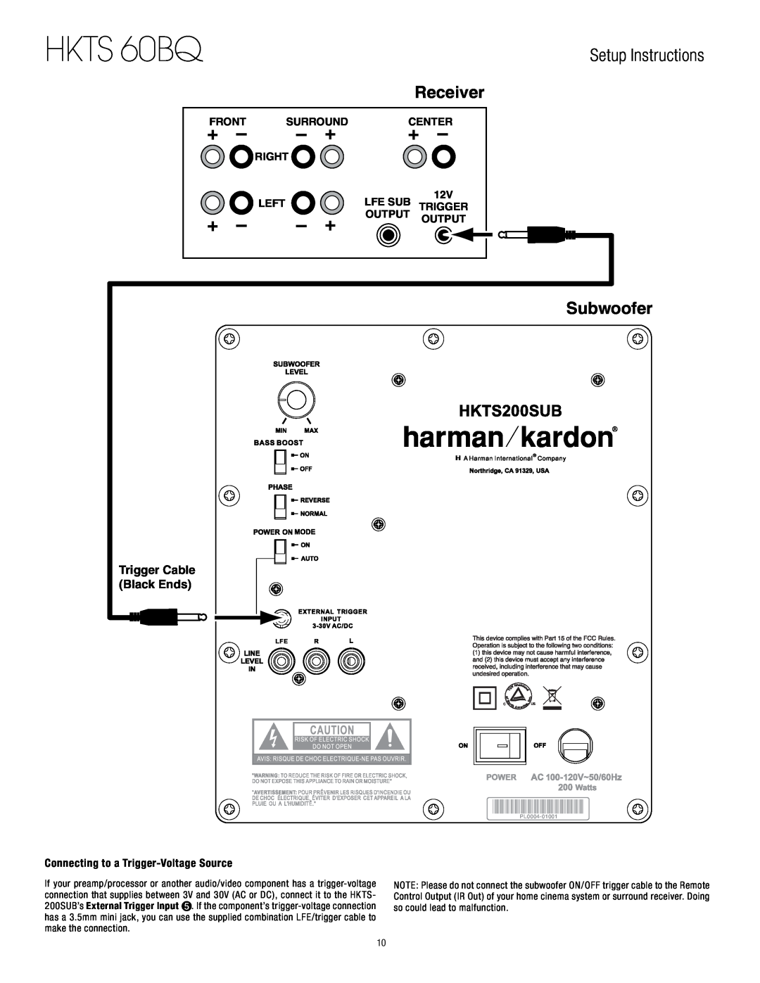 Harman-Kardon Trigger Cable, Black Ends, Front, Surround, Right, Center, Left, Lfe Sub, Output, HKTS 60BQ, Receiver 