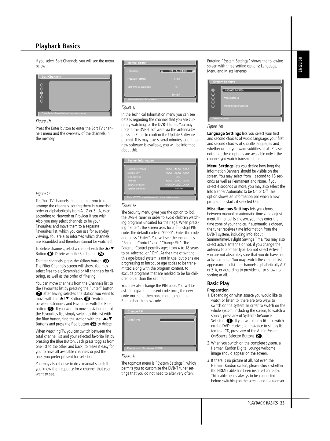 Harman-Kardon 640, 646, 632 owner manual Basic Play, If you select Sort Channels, you will see the menu below, Preparation 