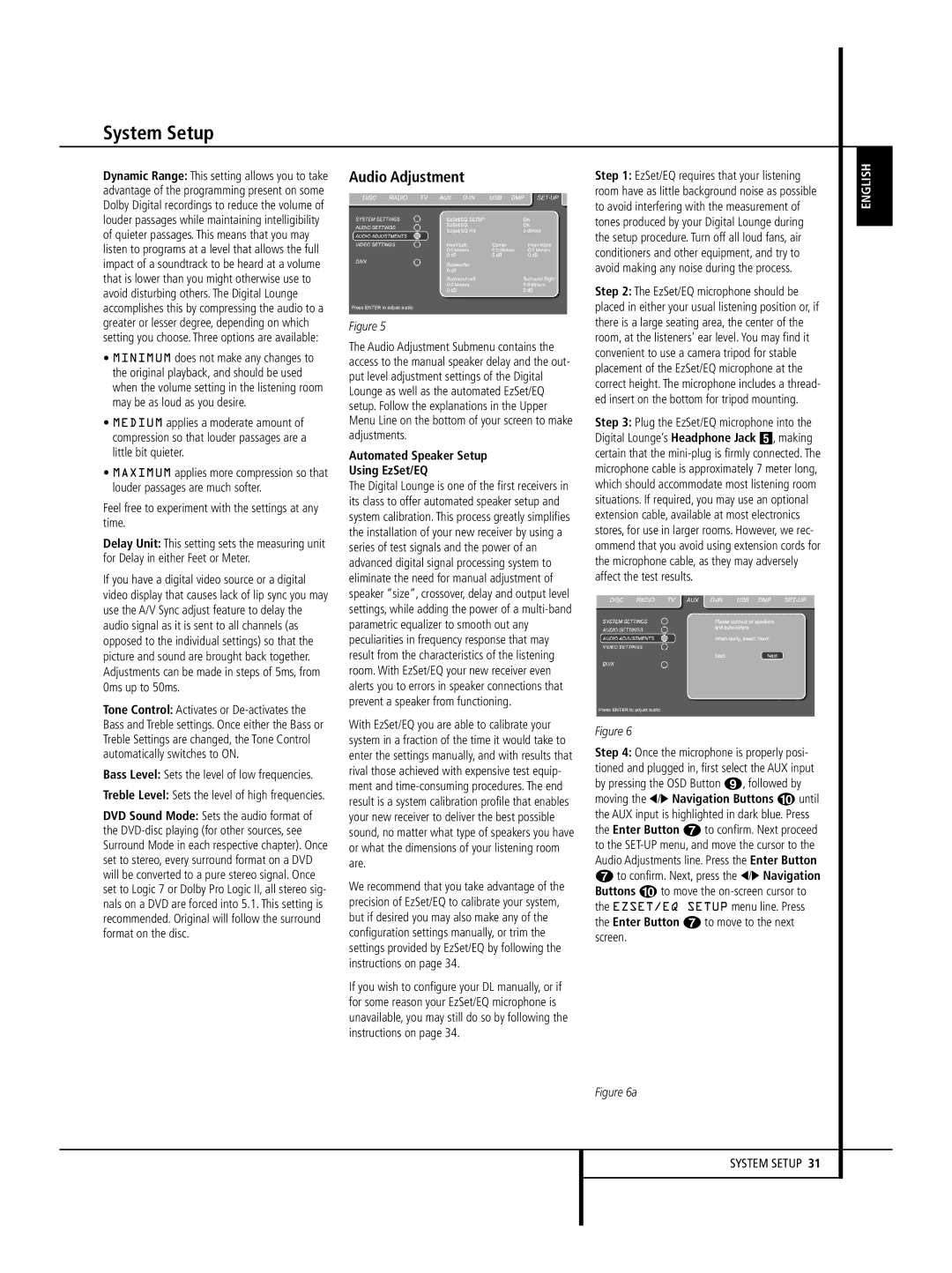 Harman-Kardon 632, 646, 640 owner manual Audio Adjustment, Feel free to experiment with the settings at any time 