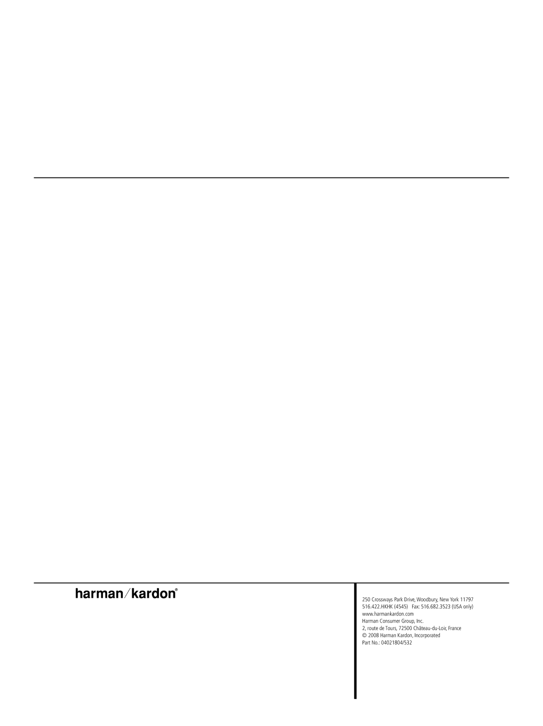 Harman-Kardon 646, 632, 640 owner manual Harman Consumer Group, Inc 