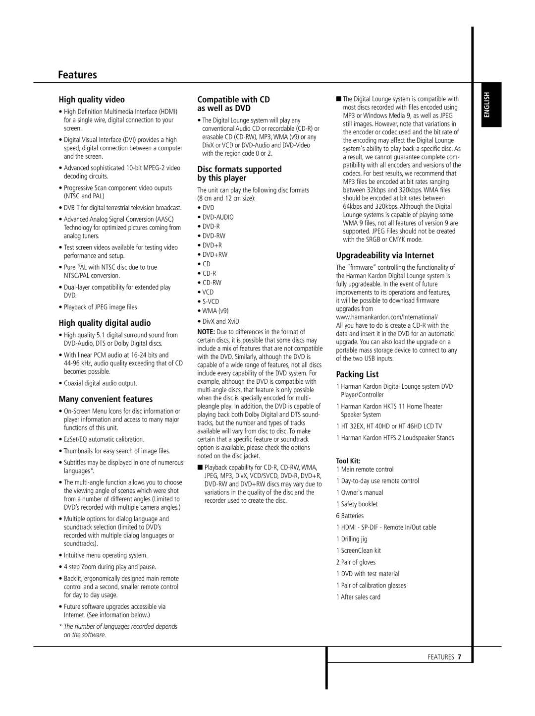 Harman-Kardon 632, 646, 640 owner manual Features 