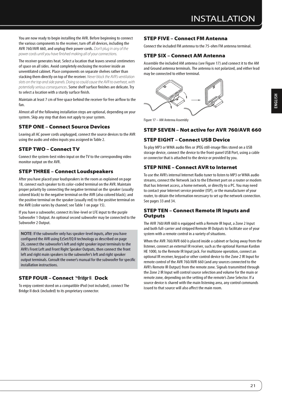 Harman-Kardon 660, 760 owner manual Installation 