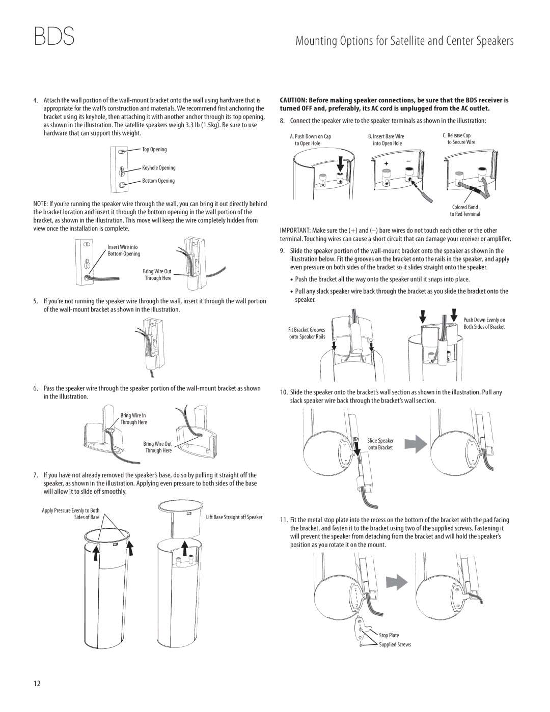 Harman-Kardon 950-0321-001 Mounting Options for Satellite and Center Speakers, Position as you rotate it on the mount 